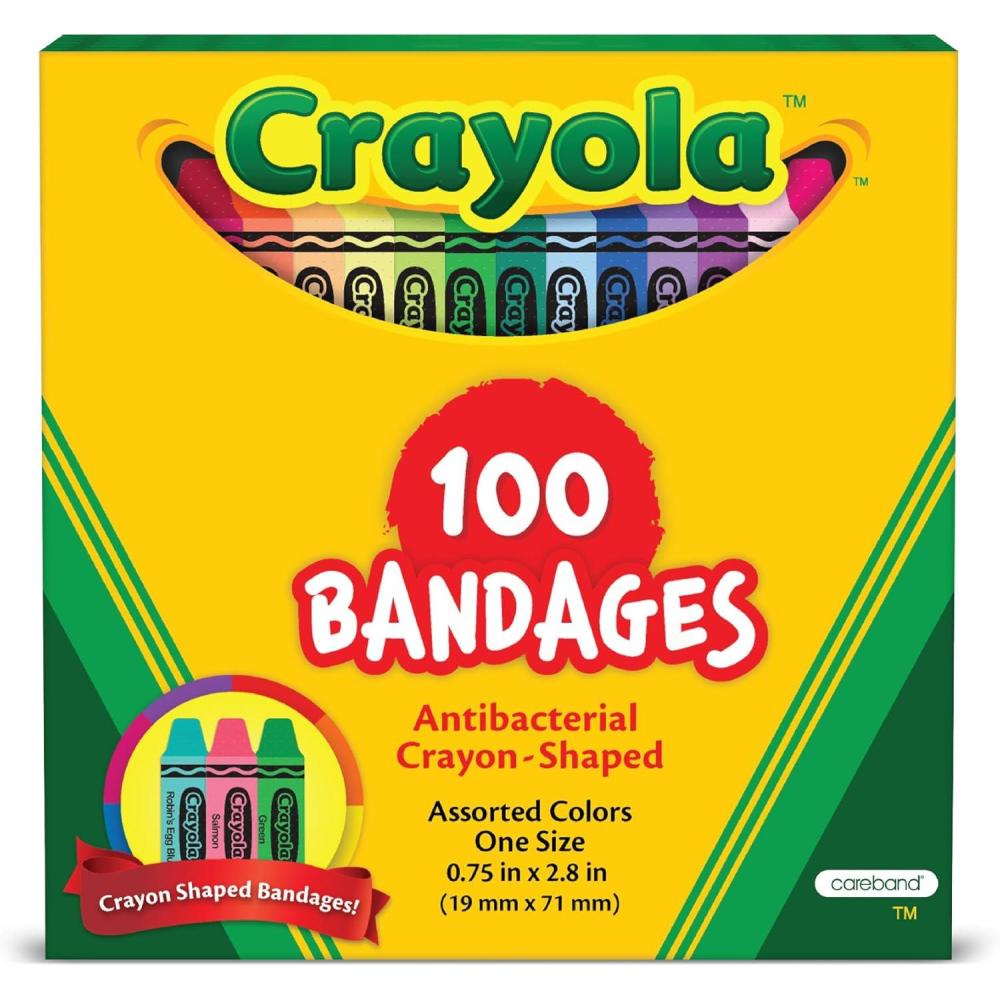 imageCrayola Shaped Kids Bandages 100 CT  Great for Birthdays Party Supplies Stickers Stocking Stuffer or White Elephant Gift  Adhesive Bandages for Minor Cuts Scrapes ampamp Burns