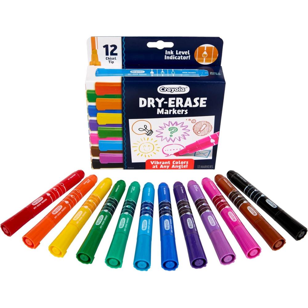 imageCrayola Take Note Erasable Highlighters 6ct Assorted No Bleed Highlighters Chisel Tip Marker Set For Organizing ampamp Coloring GiftsDry Erase Markers