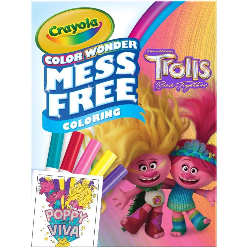 imageCrayola Trolls Color ampamp Erase Sticker Activity Pad 12 Reusable Trolls Coloring Pages ampamp 100 Stickers GiftColor Wonder