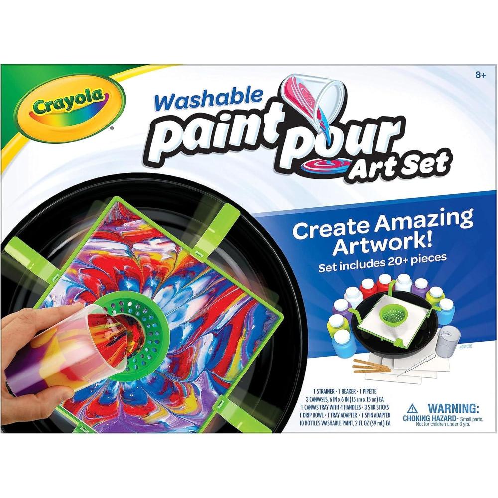 imageCrayola Washable Paint Pour Set 20pc Paint Set Gift for Kids 8 9 10 11