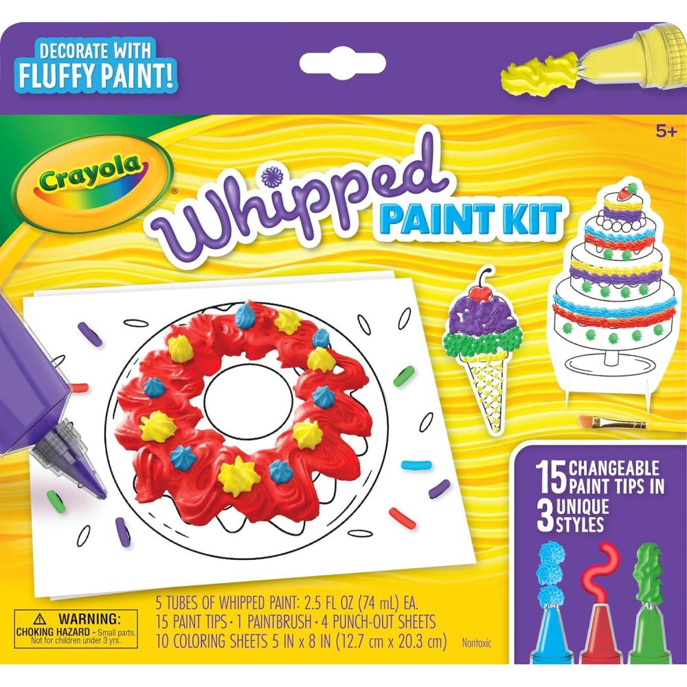 imageCrayola Whipped Paint Kit Puff Paint 3D Paint Set for Kids 3 Unique Textures Sensory Art Toy Gift for Kids Ages 5