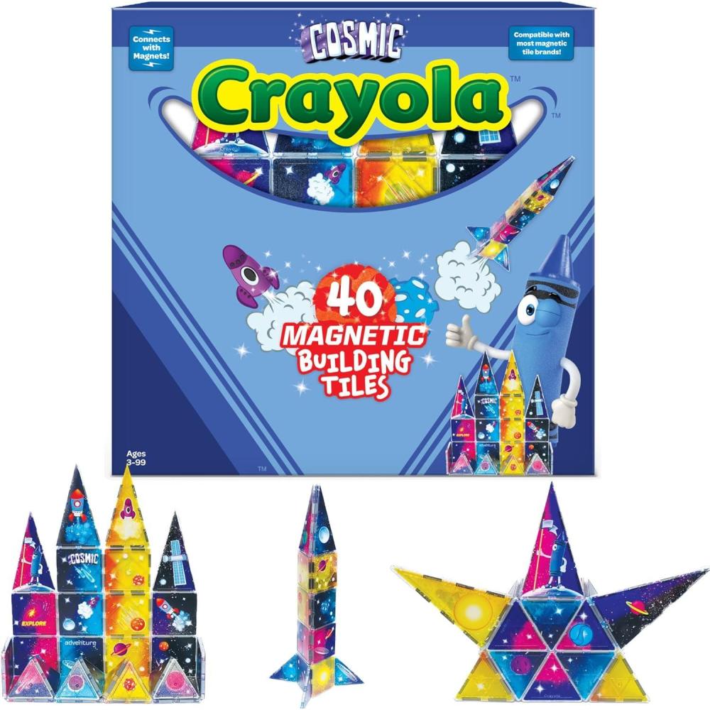imageCreateOn Crayola Cosmic Magnetic Tiles Building Set for Kids Magnetic Building Toys for Kids STEM Learning Toys for Boys and Girls Ages 3 and Up 40Piece Set Cosmic40 Pieces