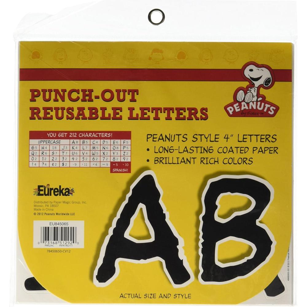 imageEureka Crayola Letter Number Punctuation Mark and Symbol Classroom Decorations for Teachers 4quot H 178 Pieces BlueClassic Peanuts