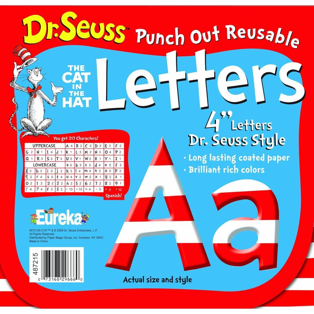 imageEureka Crayola Letter Number Punctuation Mark and Symbol Classroom Decorations for Teachers 4quot H 178 Pieces BlueWhite Cat in the Hat