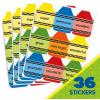 Eureka Crayola Crayons Extra Large Stickers for Kids and Teachers, Multicolor, 36 Pieces(1-5/16″ x 1-3/4″)
