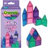 CreateOn Crayola Holiday Glitter Magnetic Tiles, Building Set for Kids, Magnetic Building Toys for Kids, STEM Travel Toys for Boys and Girls Ages 3+, 14-Piece Set (Holiday Glitter)(Glitter)