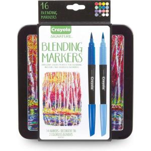 Crayola Brush & Detail Dual Tip Marker Set, 16 Markers, 32 Colors, Adult Coloring Markers, Gifts for Teens & Adults(Blending Markers)