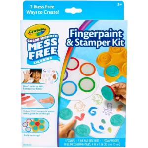 Crayola Color Wonder Mess Free Fingerpaint & Stamper Kit, Safari Stamps for Kids, Color Reveal Ink, Toddler Activity, Gifts, 3+(Fingerpaint & Stamper Kit)