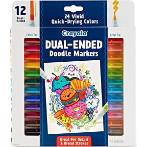 Crayola Dual Chisel Tip & Brush Markers (12ct), Markers for Adults, Art Marker Set, Coloring Supplies, Gifts for Teens & Adults(Dual-Ended)