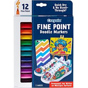 Crayola Dual Chisel Tip & Brush Markers (12ct), Markers for Adults, Art Marker Set, Coloring Supplies, Gifts for Teens & Adults(Fine Point)