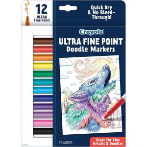 Crayola Dual Chisel Tip & Brush Markers (12ct), Markers for Adults, Art Marker Set, Coloring Supplies, Gifts for Teens & Adults(Ultra Fine Point)