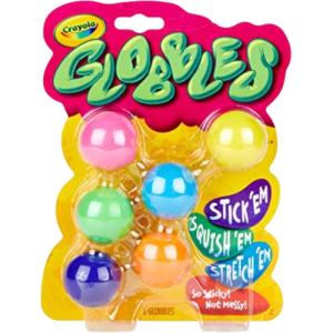 Crayola Globbles Fidget Toy (6ct), Stocking Stuffers for Kids, White Elephant Gifts, Sticky Stress Ball for Adults & Kids, Squishy Balls, Calming Sensory Toys for Stress Relief(6 Count (Pack of 1))