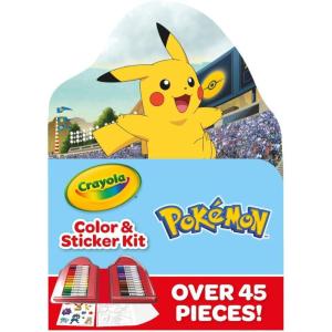 Crayola Pokemon Art Kit for Kids (45pcs), Pokemon Coloring Book Pages, Pokemon Stickers for Kids, Pokemon Toys, Gift for kids, Ages 4+(Pikachu)