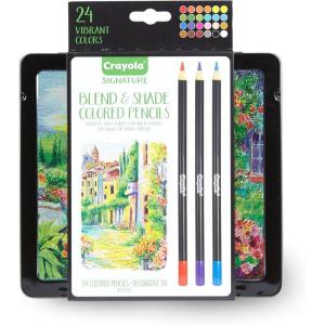 Crayola Signature Blend & Shade Soft Core Colored Pencils in Tin, Gift – 24 Count, Blend & Shade Colored Pencils