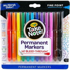 Crayola Take Note Erasable Highlighters (6ct), Assorted No Bleed Highlighters, Chisel Tip Marker Set, For Organizing & Coloring, Gifts(Permanent Marker)