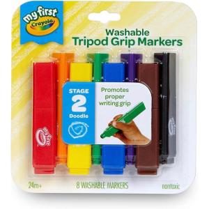 Crayola Triangle Toddler Markers (8ct), Easy Grip Washable Markers for Toddlers, Arts & Crafts Supplies, Coloring for Young Kids, Nontoxic