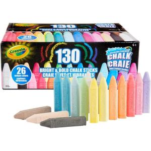Crayola Ultimate Washable Chalk Collection (64ct), Bulk Outdoor Sidewalk Chalk for Kids, Anti-Roll Sticks, Outdoor Activities & Toys for Kids, Ages 3, 4, 5(Bold & Bright)