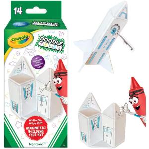 CreateOn Crayola Holiday Glitter Magnetic Tiles, Building Set for Kids, Magnetic Building Toys for Kids, STEM Travel Toys for Boys and Girls Ages 3+, 14-Piece Set (Holiday Glitter)(Doodle)