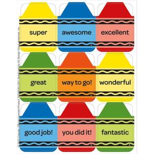 Eureka Crayola Crayons Extra Large Stickers for Kids and Teachers, Multicolor, 36 Pieces(1-5/16″ x 1-3/4″)