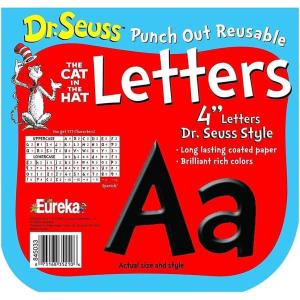 Eureka Crayola Letter, Number, Punctuation Mark, and Symbol Classroom Decorations for Teachers, 4″ H, 178 Pieces, Blue(Black Cat in the Hat)