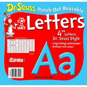 Eureka Crayola Letter, Number, Punctuation Mark, and Symbol Classroom Decorations for Teachers, 4″ H, 178 Pieces, Blue(Blue Cat in the Hat)