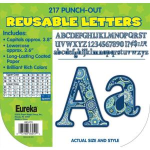 Eureka Crayola Letter, Number, Punctuation Mark, and Symbol Classroom Decorations for Teachers, 4″ H, 178 Pieces, Blue(Blue Paisley)