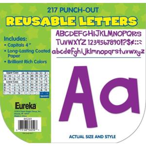 Eureka Crayola Letter, Number, Punctuation Mark, and Symbol Classroom Decorations for Teachers, 4″ H, 178 Pieces, Blue(Purple Punch)
