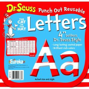 Eureka Crayola Letter, Number, Punctuation Mark, and Symbol Classroom Decorations for Teachers, 4″ H, 178 Pieces, Blue(White Cat in the Hat)