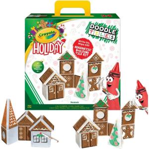 CreateOn Crayola Gingerbread House Magnetic Tiles, 24pc Holiday Christmas Building Set, STEM Educational Toys for Kids Ages 3+, Magnetic Construction Playset for Creative Learning & Gifts(Gingerbread House)