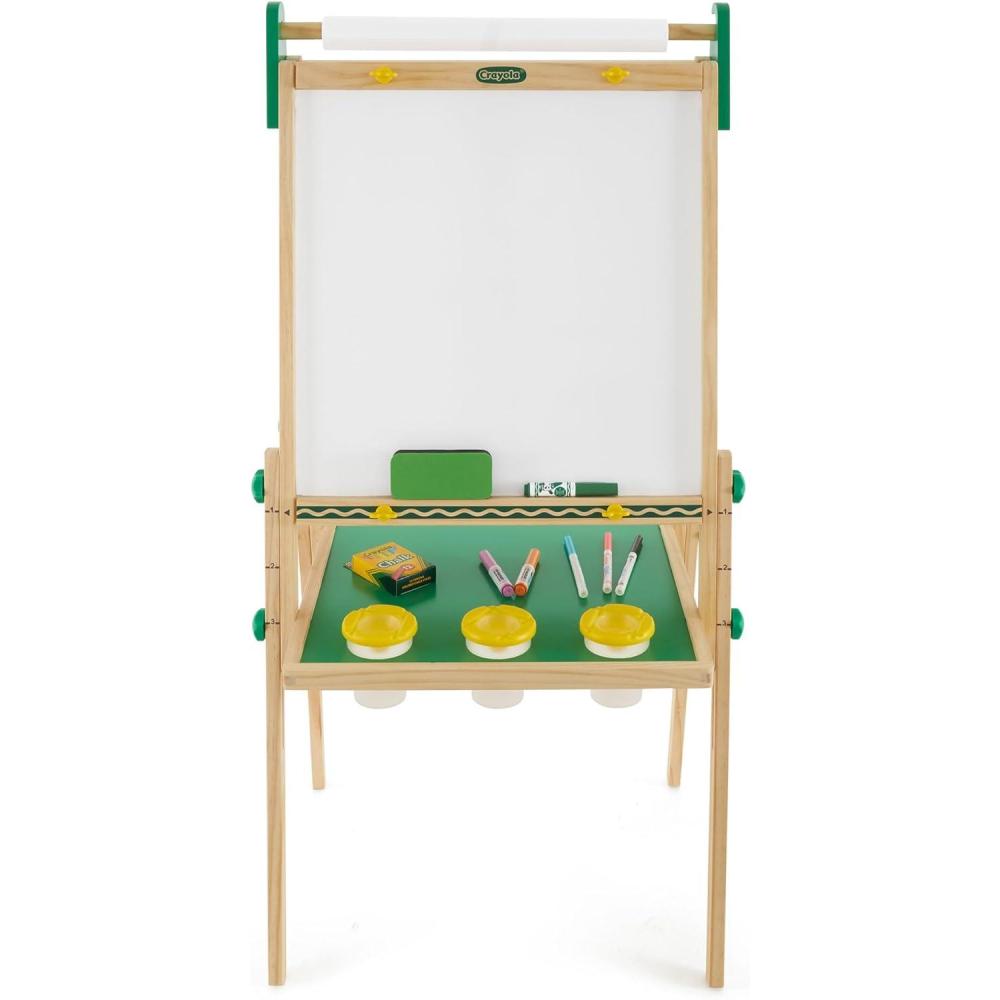 imageCrayola Wooden Art Easel for Kids 2in1 Dry Erase Board amp Chalkboard Gifts for Toddlers Ages 3 4 5Wooden Easel