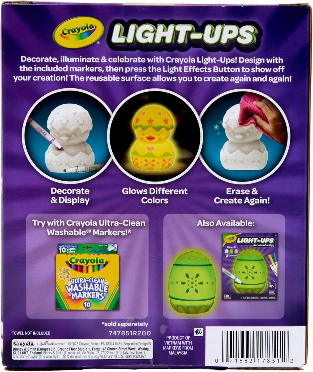 imageCrayola LightUps  Chick Recolorable Light Up Chicken Easter Craft Decoration Easter Egg Toy for Kids Basket Stuffer for Kids Ages 4Chick
