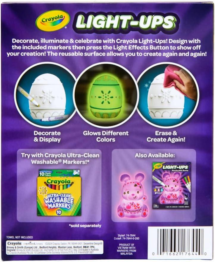imageCrayola LightUps  Chick Recolorable Light Up Chicken Easter Craft Decoration Easter Egg Toy for Kids Basket Stuffer for Kids Ages 4Egg