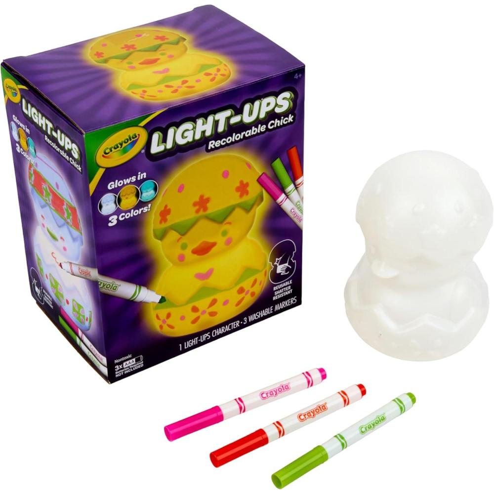imageCrayola LightUps  Chick Recolorable Light Up Chicken Easter Craft Decoration Easter Egg Toy for Kids Basket Stuffer for Kids Ages 4Chick