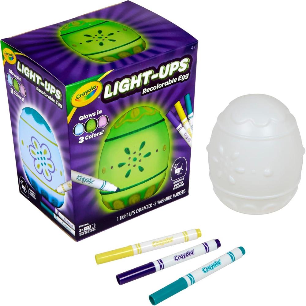 imageCrayola LightUps  Chick Recolorable Light Up Chicken Easter Craft Decoration Easter Egg Toy for Kids Basket Stuffer for Kids Ages 4Egg
