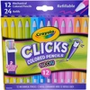 Crayola Clicks 2.0mm Mechanical Colored Pencil Set, Essential Easter Basket Stuffers, 12 Pastel Colors, Coloring Pencils for Kids, No Sharpen, 24 Replacement Cores, Ages 5+(Neon)