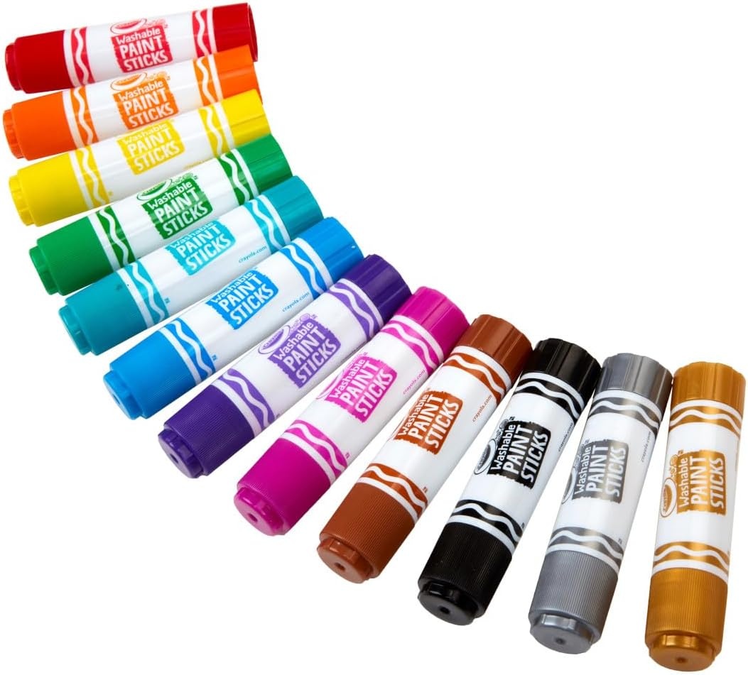 image:imageCrayola Quick Dry Paint Sticks 12ct Washable Paint Set for Kids Arts amp Crafts Supplies MultiSurface Assorted Colors Kids Gifts1 Count Pack of 1