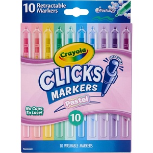 Crayola Pastel Clicks Retractable Tip Markers (10ct), Teacher School Supplies, Washable Markers for Kids, Spring Crafts & Coloring, Ages 8+