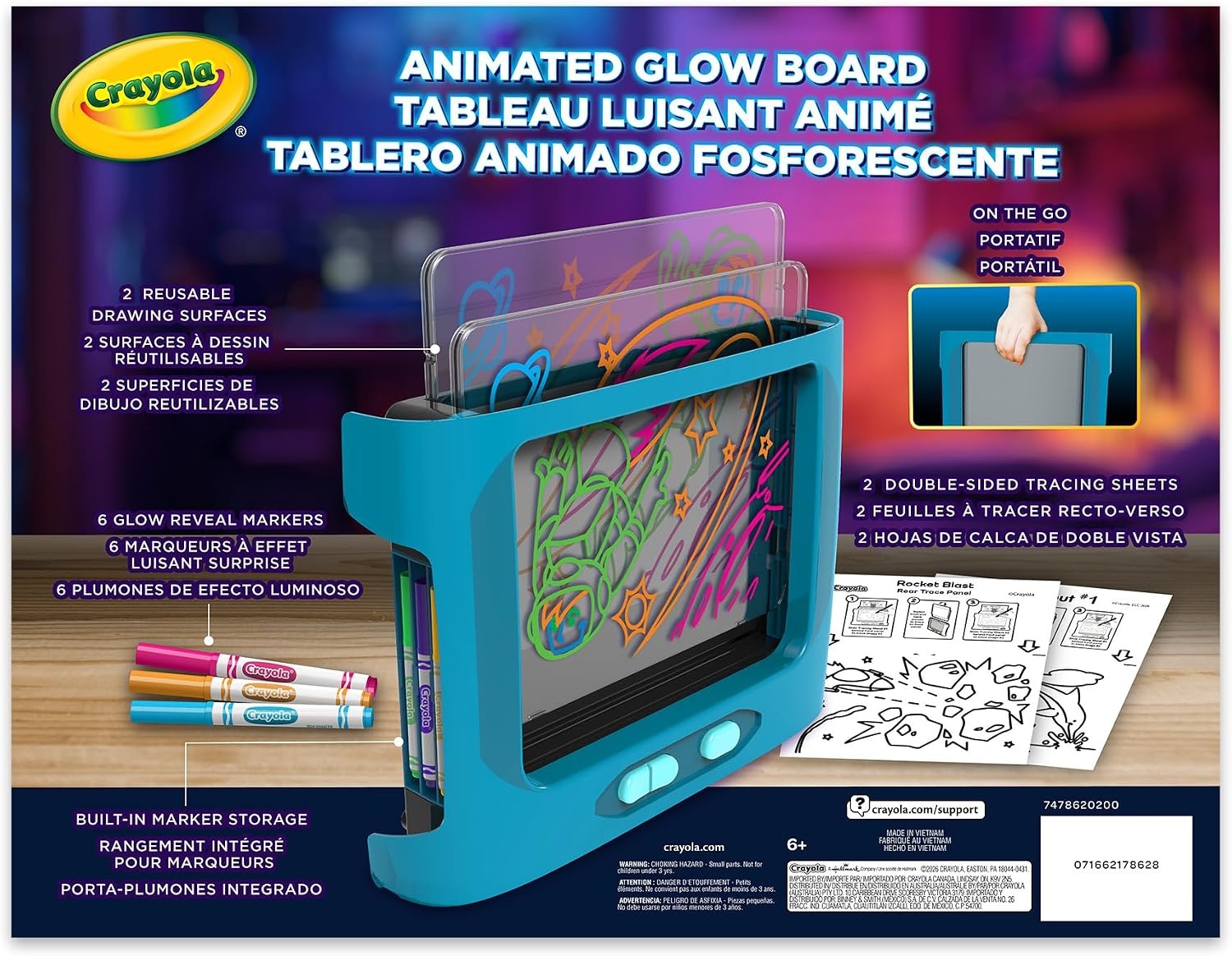image:imageCrayola Animated Glow Board DualScreen LED Drawing Board with Light Animation Light Up Tracing Projector Gift for Kids Toys for Boys amp Girls Ages 6