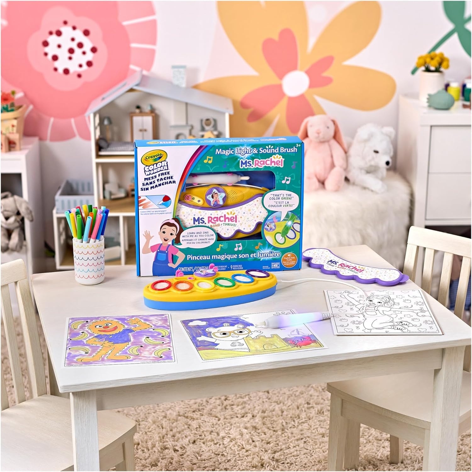 image:imageCrayola Color Wonder Magic Light Brush Featuring Ms Rachel MessFree Coloring Set with Songs Paint Set for Toddlers Art Gift for Kids Ages 3 amp Up8x10 inches