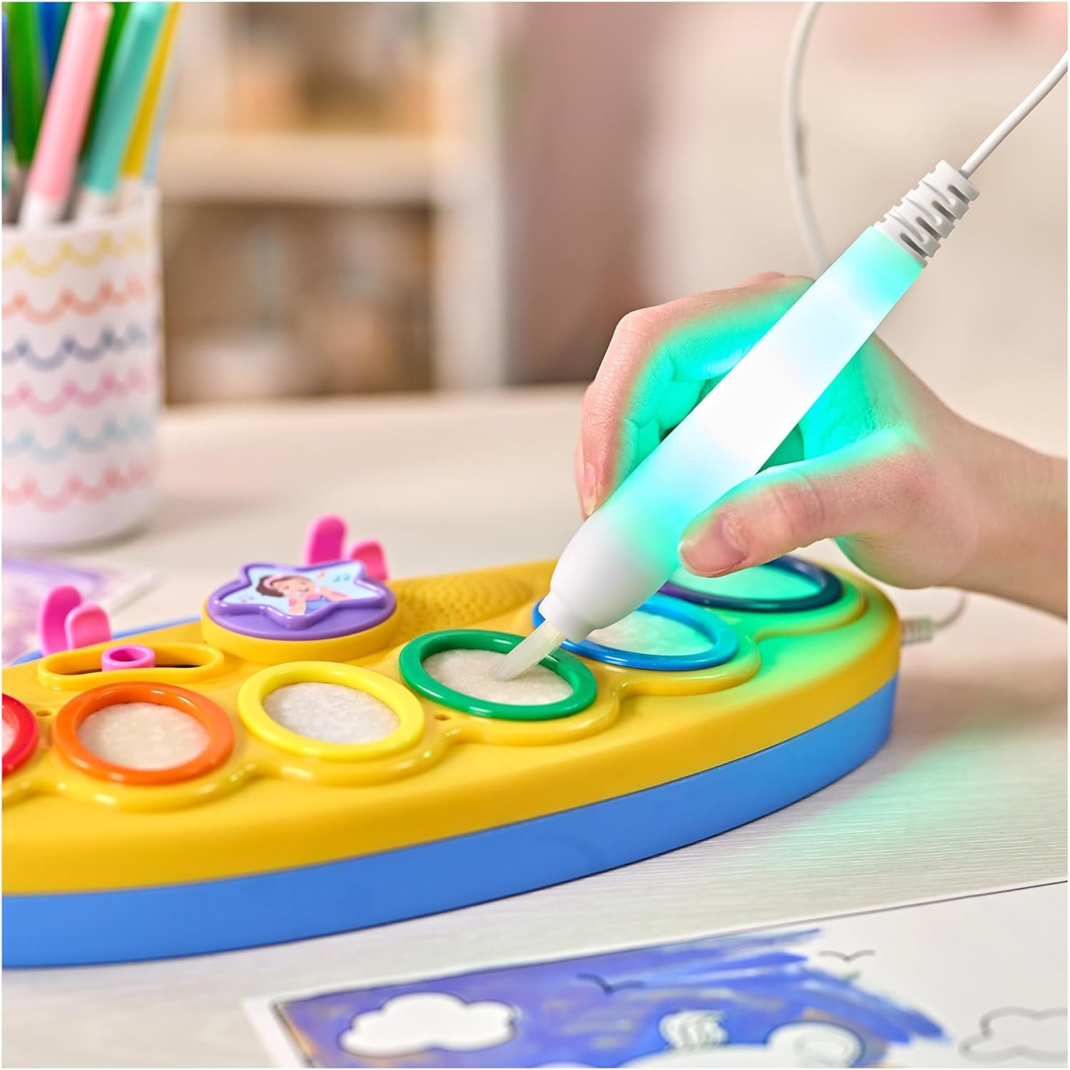 image:imageCrayola Color Wonder Magic Light Brush Featuring Ms Rachel MessFree Coloring Set with Songs Paint Set for Toddlers Art Gift for Kids Ages 3 amp Up8x10 inches