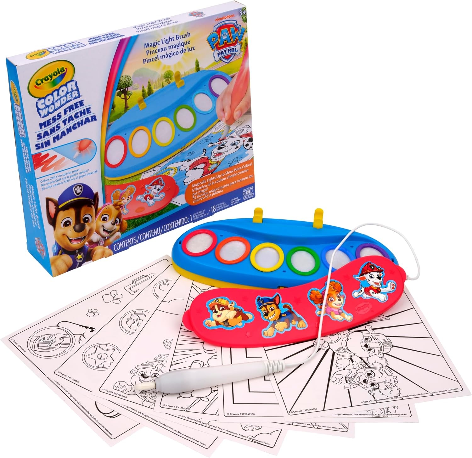 image:imageCrayola PAW Patrol Color Wonder Magic Light Brush Mess Free Painting Kit for Kids with Lightup Brush Gift for Toddlers Preschool Art Activities Ages 3