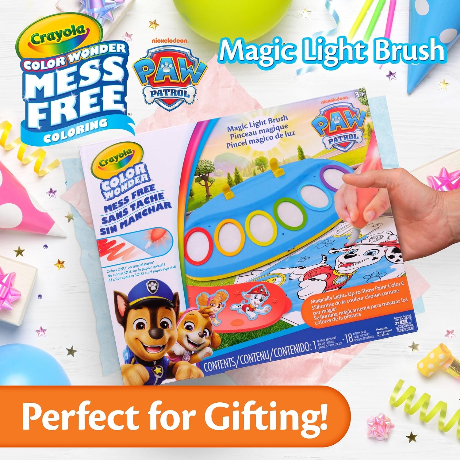 image:imageCrayola PAW Patrol Color Wonder Magic Light Brush Mess Free Painting Kit for Kids with Lightup Brush Gift for Toddlers Preschool Art Activities Ages 3