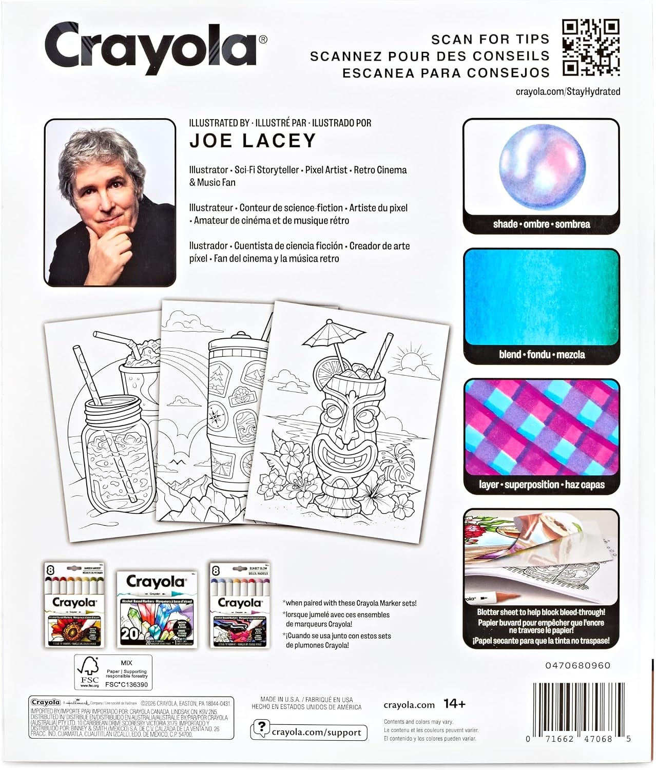 image:imageCrayola Stay Hydrated Adult Coloring Book 32 Pgs Premium Paper Stress Relief and Relaxation Activities Gift for Women and MenStay Hydrated