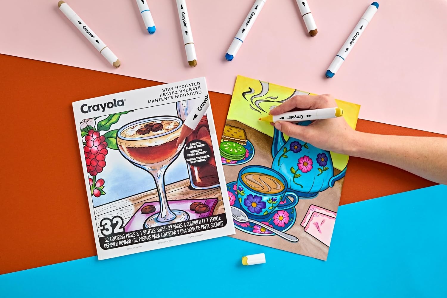 image:imageCrayola Stay Hydrated Adult Coloring Book 32 Pgs Premium Paper Stress Relief and Relaxation Activities Gift for Women and MenStay Hydrated