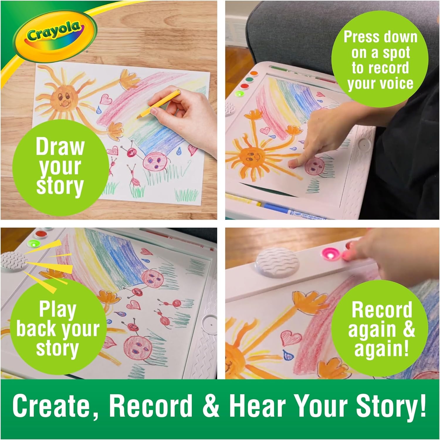 image:imageCrayola Story Creator Interactive Sound Tablet for Kids with Markers amp Paper Record and Play Back Stories Audio Drawing Toy Gift for Kids Classroom Activity Ages 5