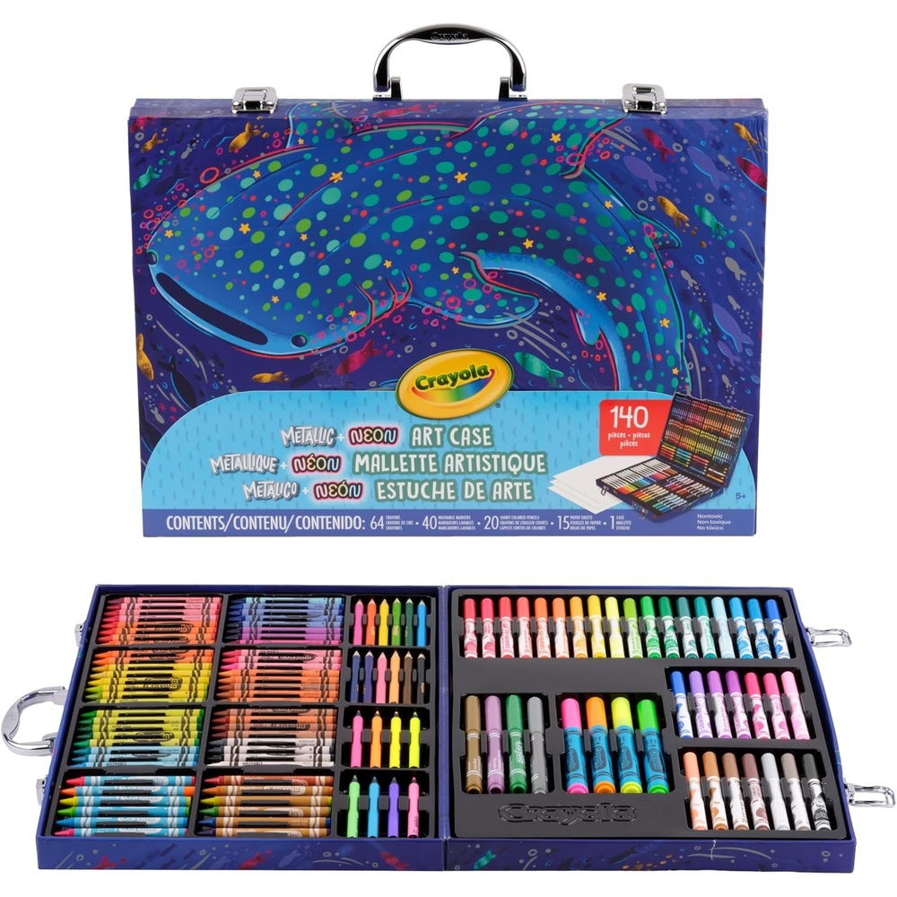 image:imageCrayola Art Kit with Neon amp Metallic Art Supplies Includes Crayons Markers amp Colored Pencils Craft Activity Gift for Kids Ages 5 6 7 8