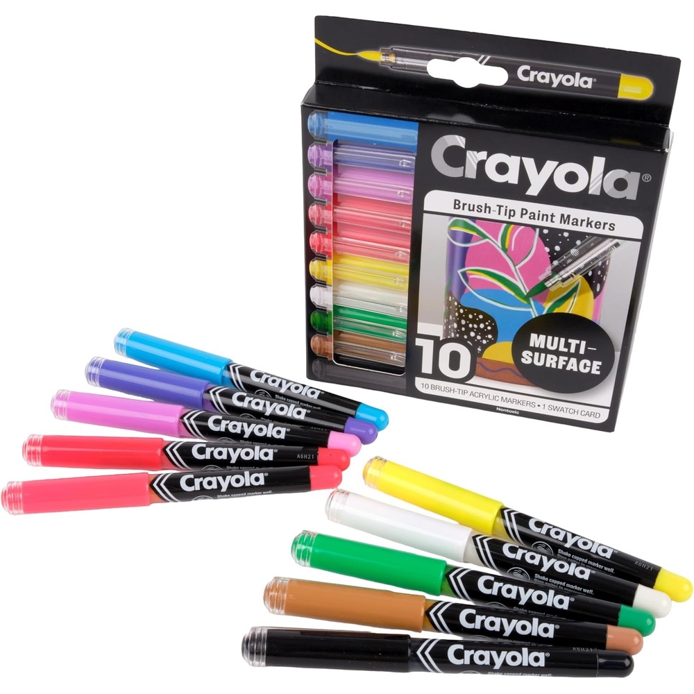 image:imageCrayola Bullet Tip Acrylic Paint Markers 10ct Adult Coloring Marker Set Coloring Book Art Supplies For Drawing Journaling amp Construction Paper Crafts1 Count Pack of 1