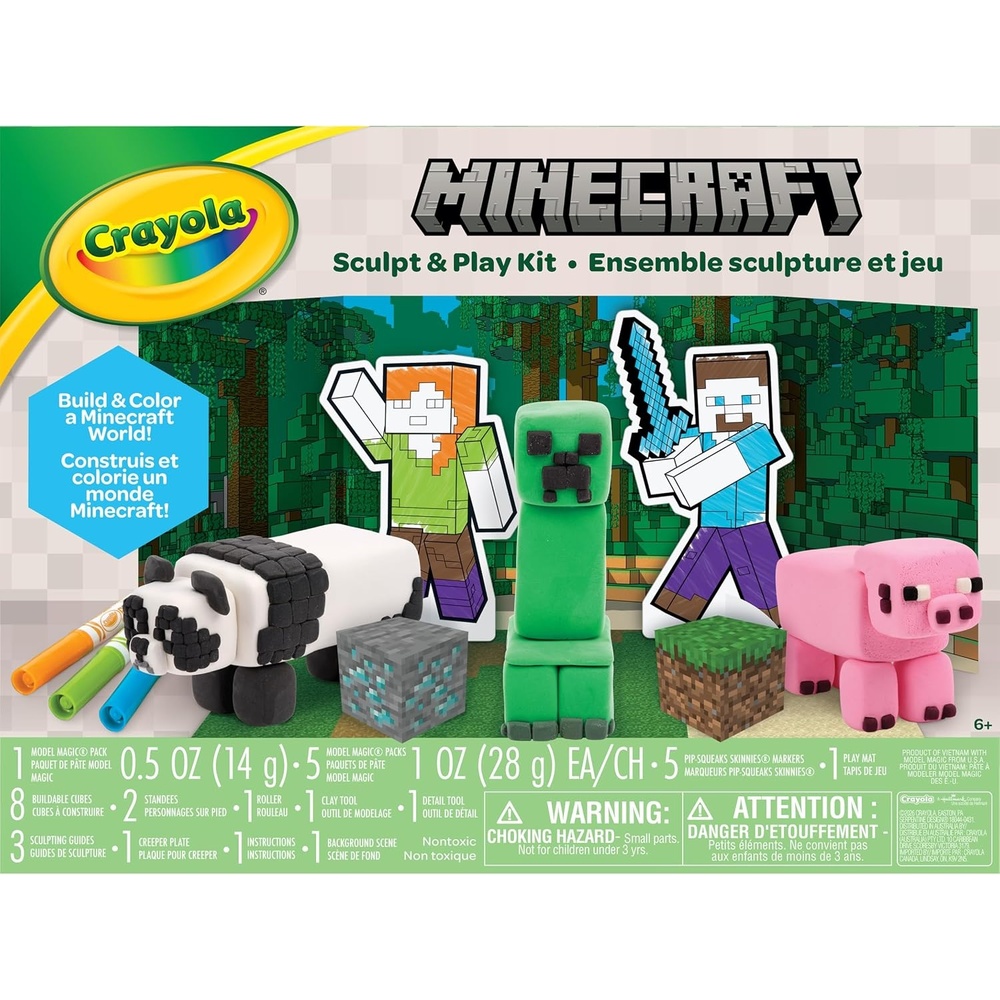 image:imageCrayola Minecraft Sculpt amp Play Craft Kit Model Magic Clay Set for Kids Includes Markers Tools Cutouts amp Backdrop Toddler Art Supplies Toys amp Gifts