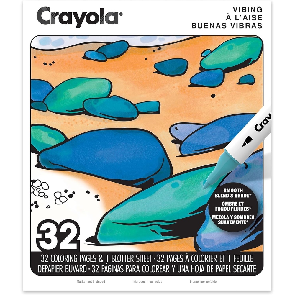 image:imageCrayola Stay Hydrated Adult Coloring Book 32 Pgs Premium Paper Stress Relief and Relaxation Activities Gift for Women and MenVibing