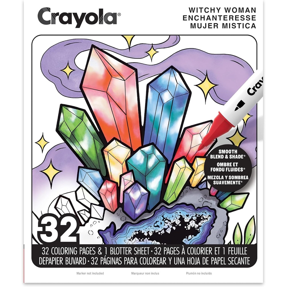 image:imageCrayola Stay Hydrated Adult Coloring Book 32 Pgs Premium Paper Stress Relief and Relaxation Activities Gift for Women and MenWitchy Woman
